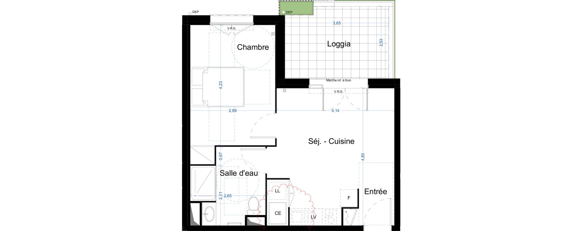 Appartement T2 de 39,90 m2 &agrave; Narbonne Centre