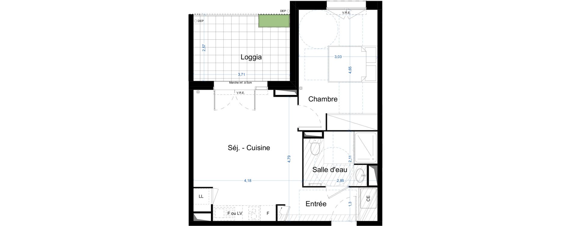 Appartement T2 de 43,30 m2 &agrave; Narbonne Centre