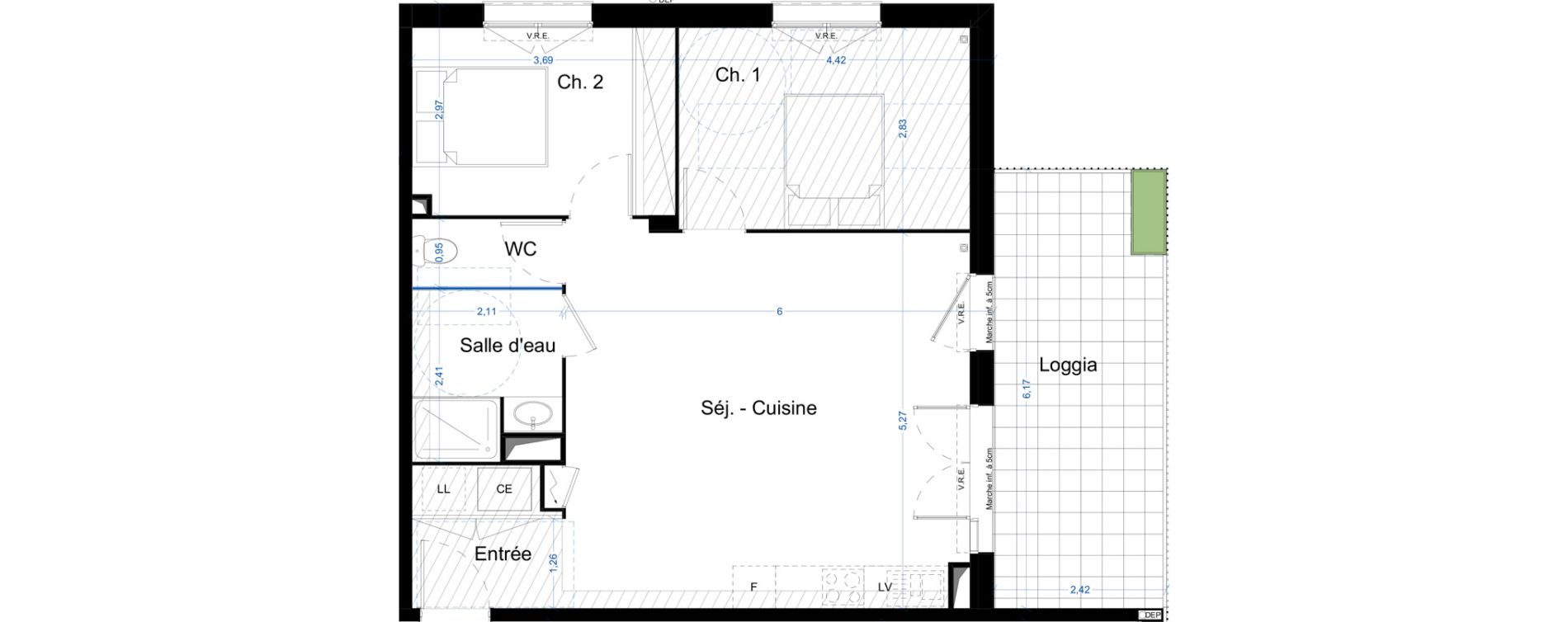 Appartement T3 de 61,91 m2 &agrave; Narbonne Centre