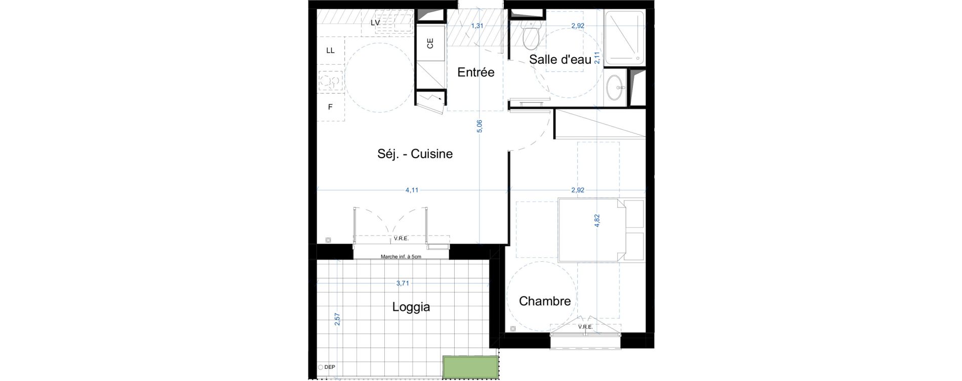 Appartement T2 de 40,10 m2 &agrave; Narbonne Centre