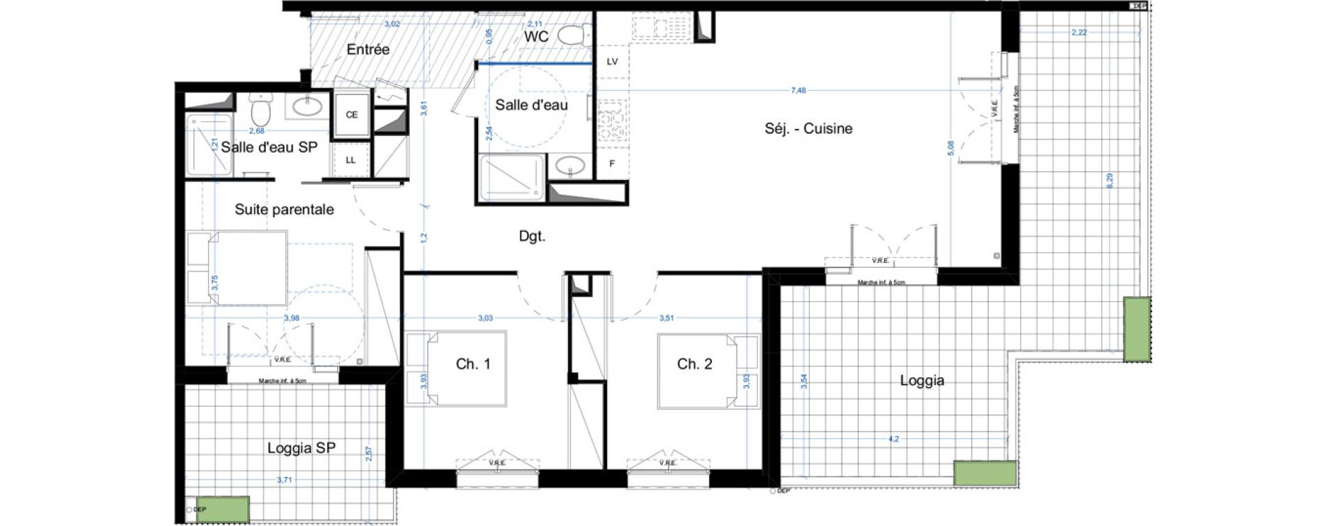 Appartement T4 de 95,67 m2 &agrave; Narbonne Centre