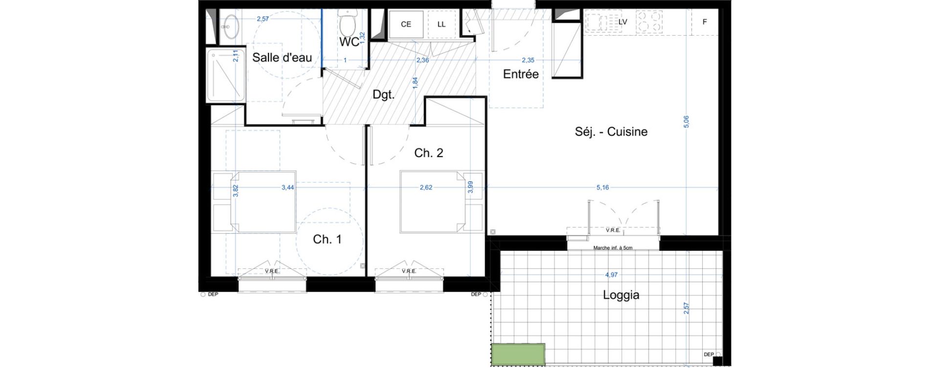 Appartement T3 de 61,11 m2 &agrave; Narbonne Centre