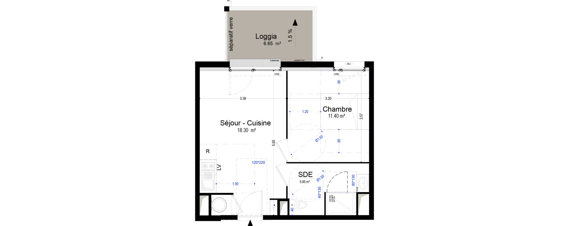 Appartement T2 de 35,65 m2 &agrave; Narbonne Pompidor