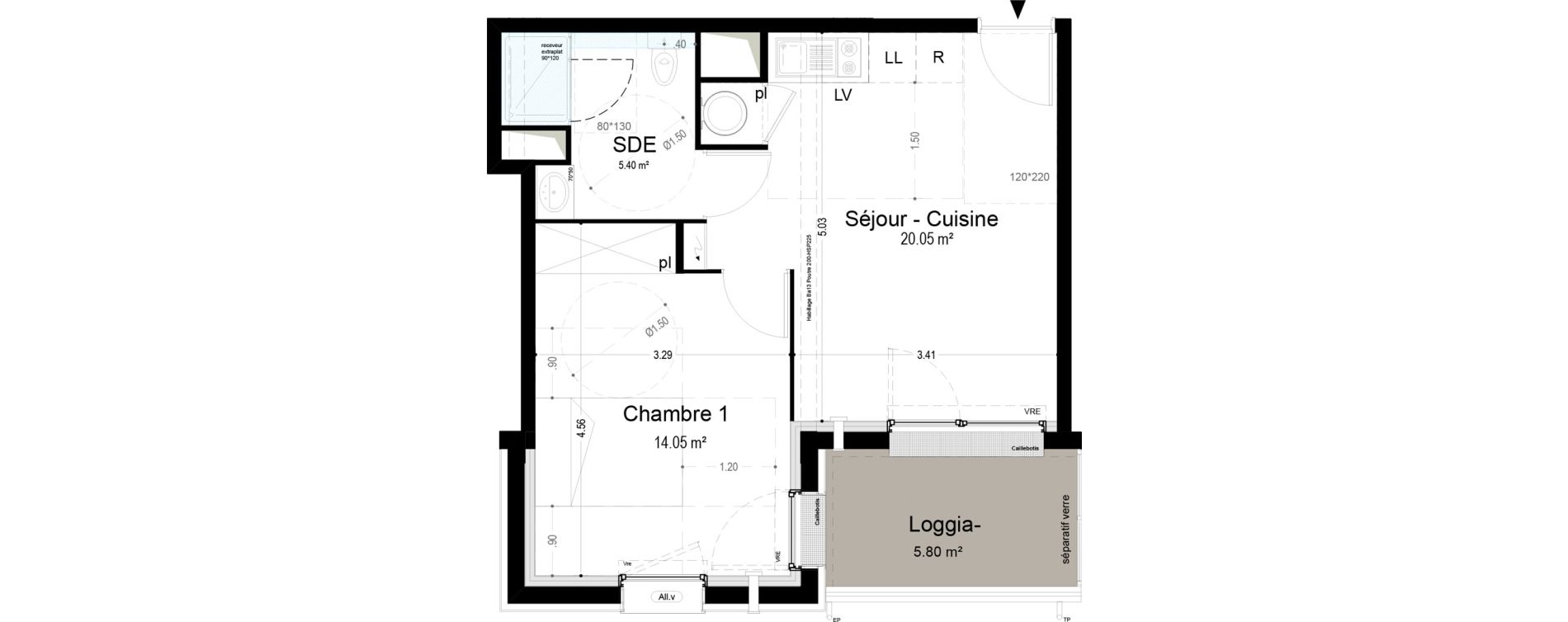 Appartement T2 de 39,50 m2 &agrave; Narbonne Pompidor