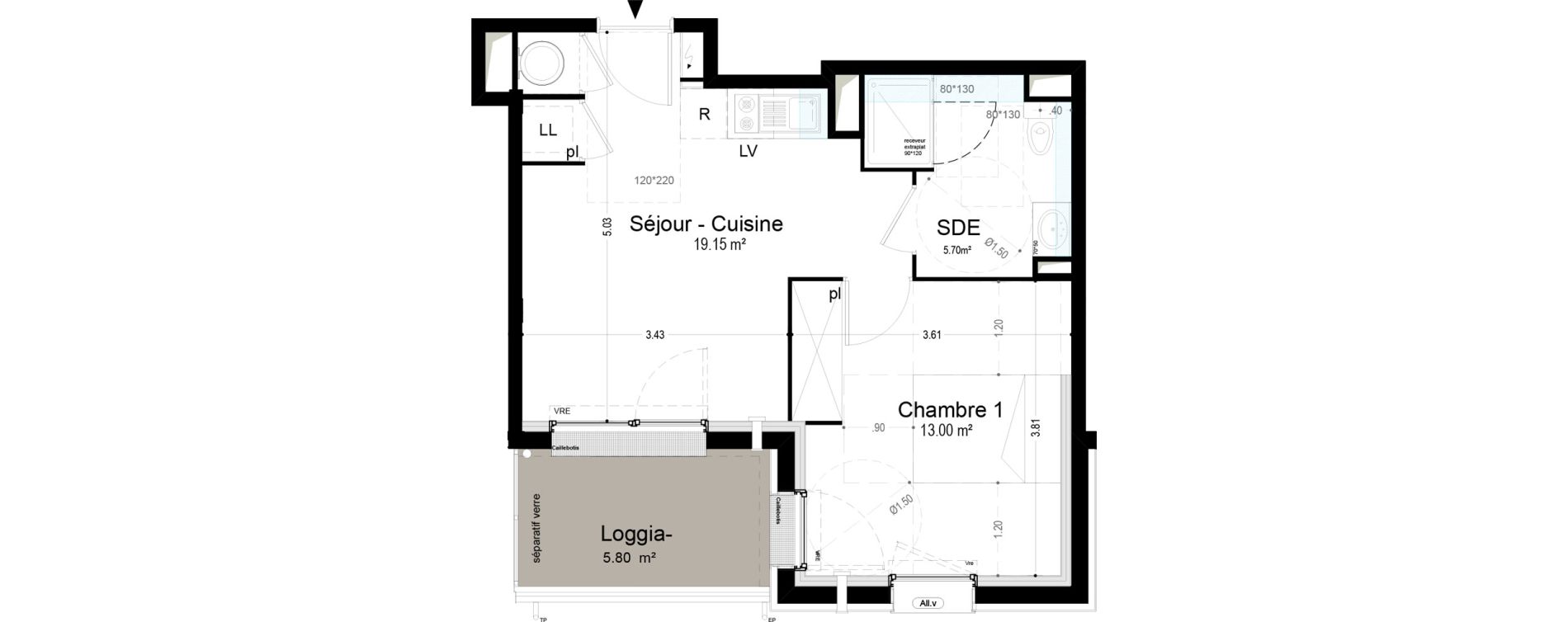 Appartement T2 de 37,85 m2 &agrave; Narbonne Pompidor