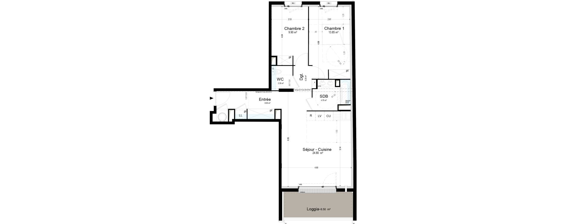 Appartement T3 de 68,95 m2 &agrave; Narbonne Pompidor