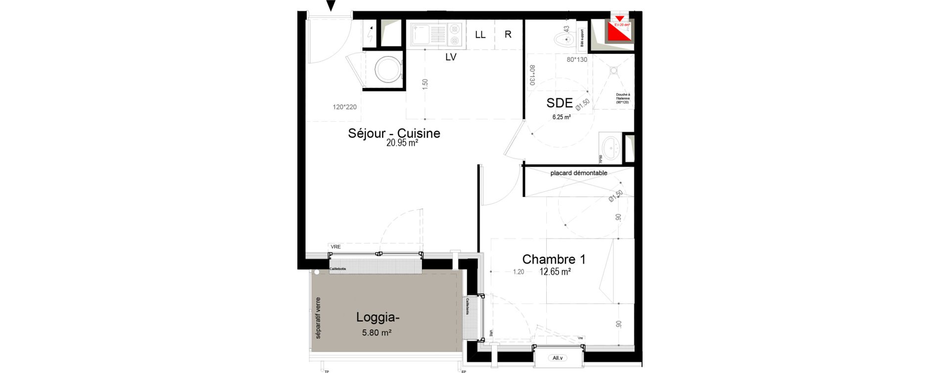 Appartement T2 de 39,85 m2 &agrave; Narbonne Pompidor