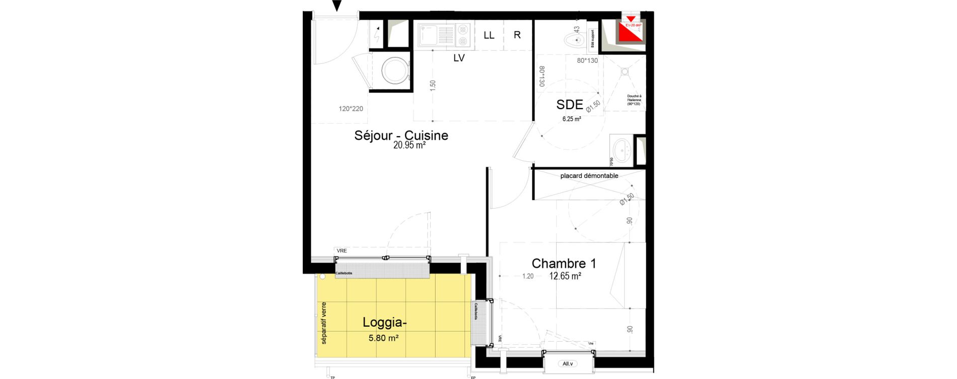 Appartement T2 de 39,85 m2 &agrave; Narbonne Pompidor