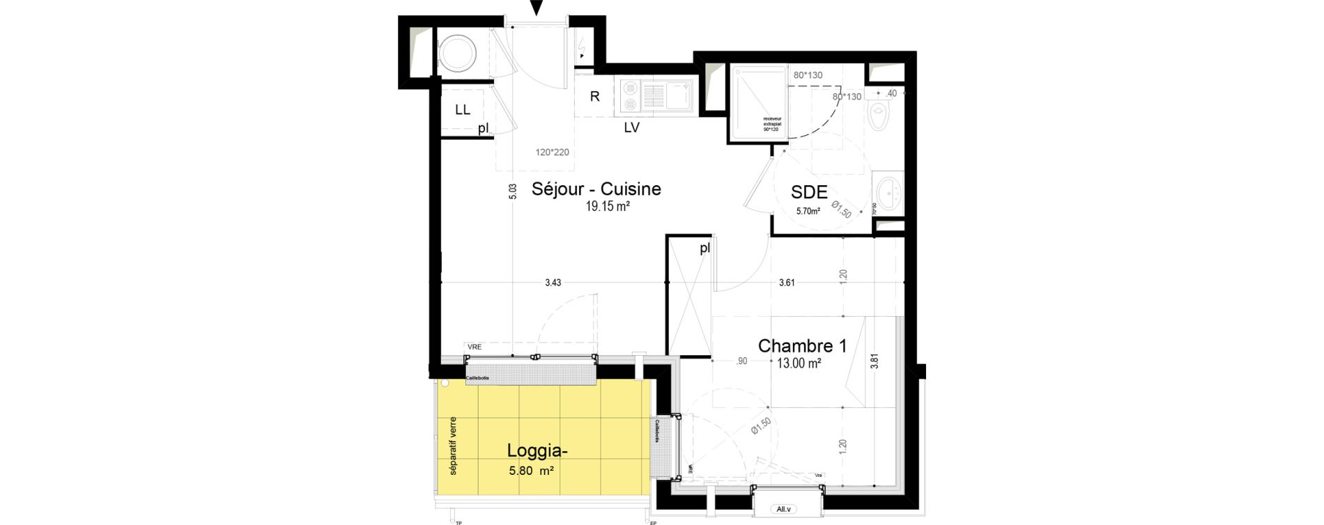 Appartement T2 de 37,85 m2 &agrave; Narbonne Pompidor