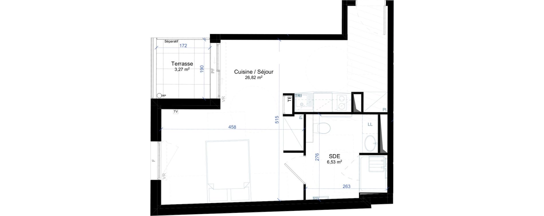 Appartement T1 meubl&eacute; de 33,35 m2 &agrave; Narbonne Anatole france - gare