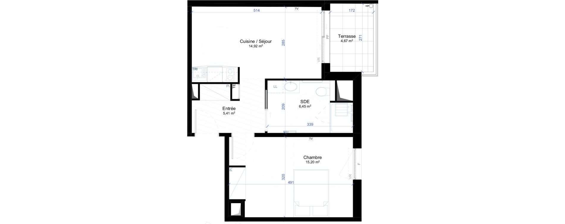 Appartement T2 meubl&eacute; de 41,98 m2 &agrave; Narbonne Anatole france - gare