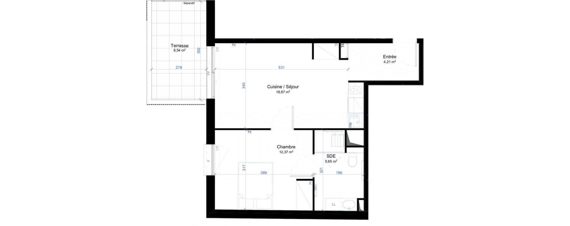 Appartement T2 meubl&eacute; de 41,10 m2 &agrave; Narbonne Anatole france - gare