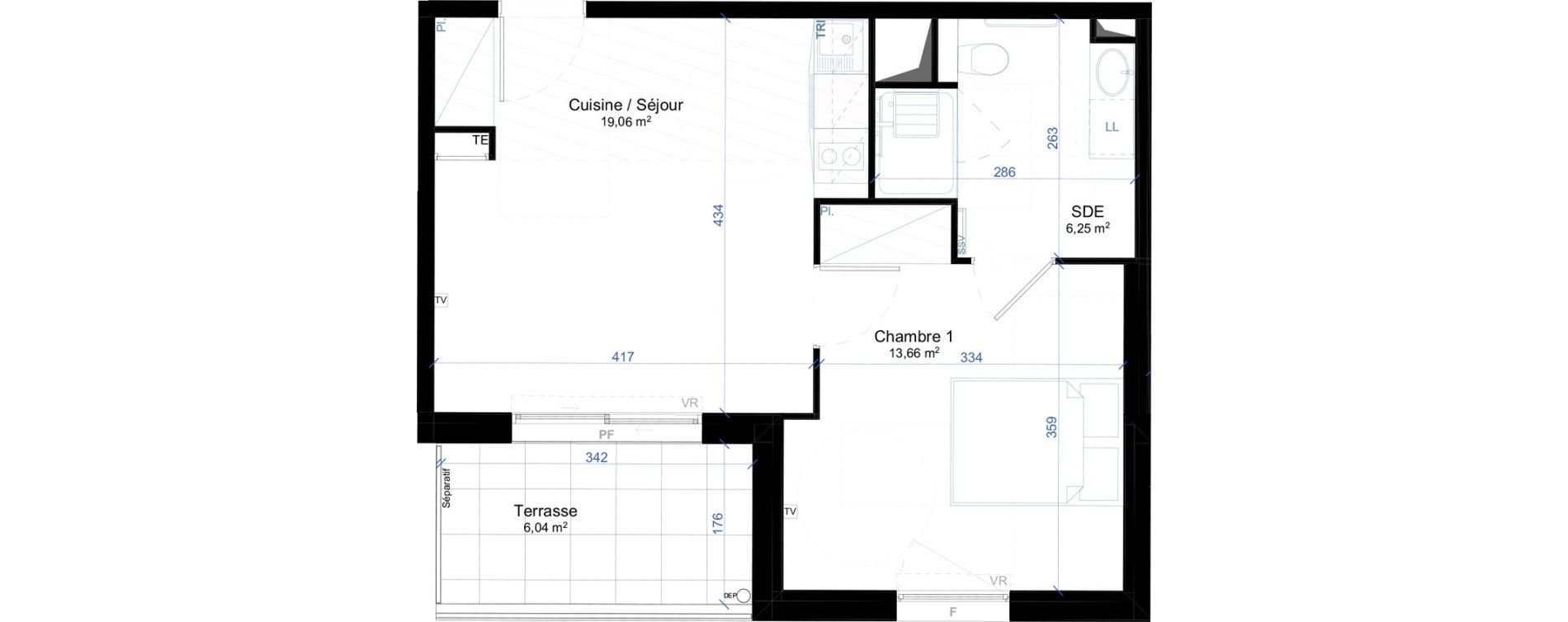 Appartement T2 meubl&eacute; de 38,97 m2 &agrave; Narbonne Anatole france - gare