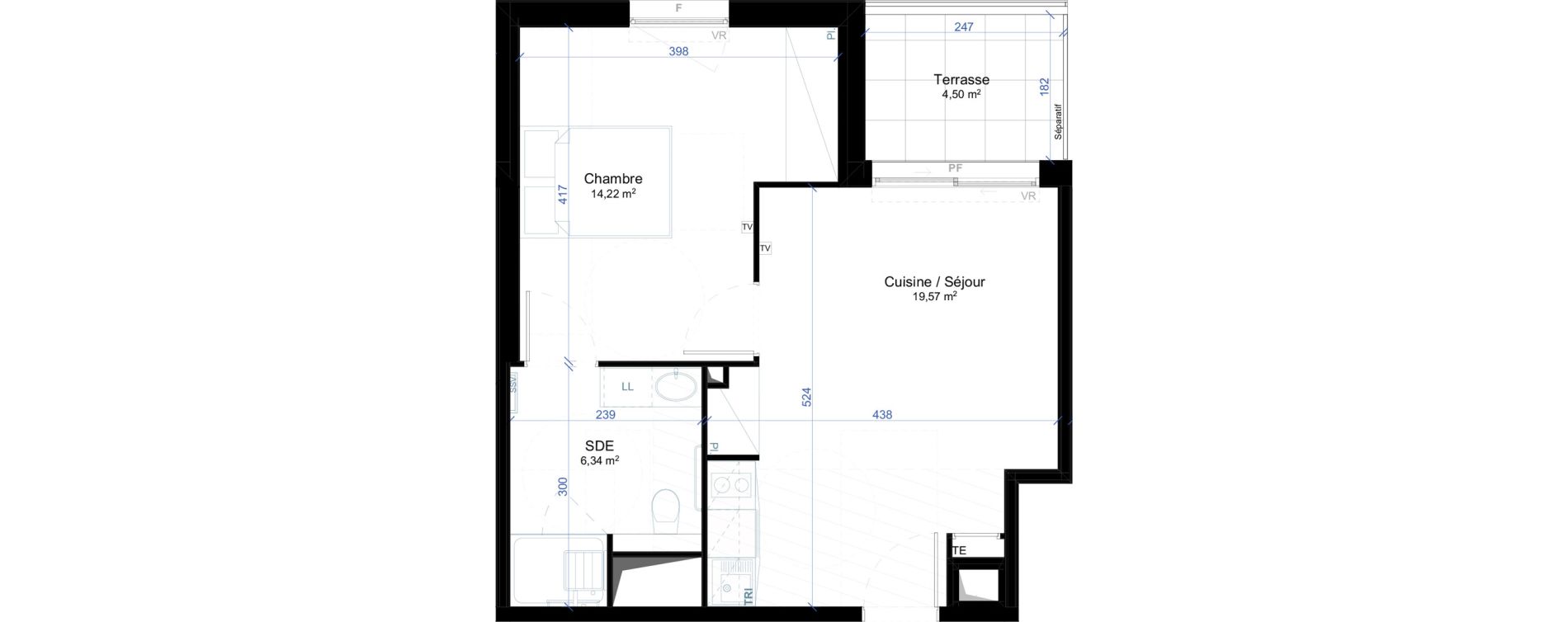 Appartement T2 meubl&eacute; de 40,13 m2 &agrave; Narbonne Anatole france - gare
