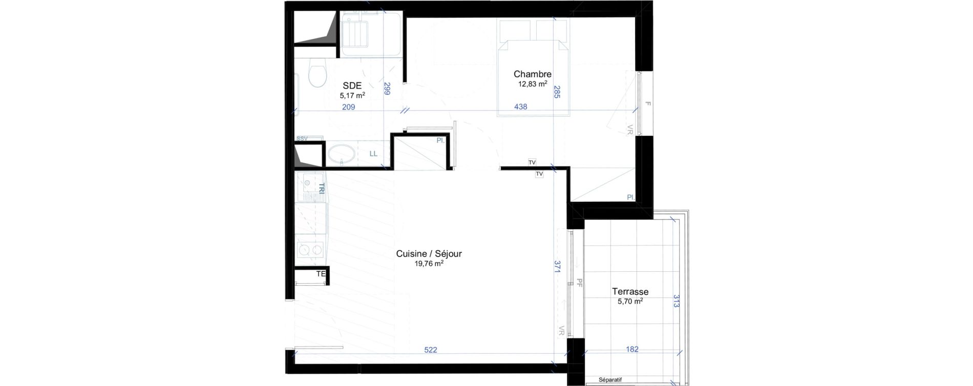 Appartement T2 meubl&eacute; de 37,76 m2 &agrave; Narbonne Anatole france - gare