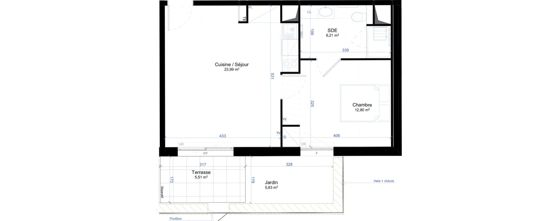 Appartement T2 meubl&eacute; de 43,00 m2 &agrave; Narbonne Anatole france - gare