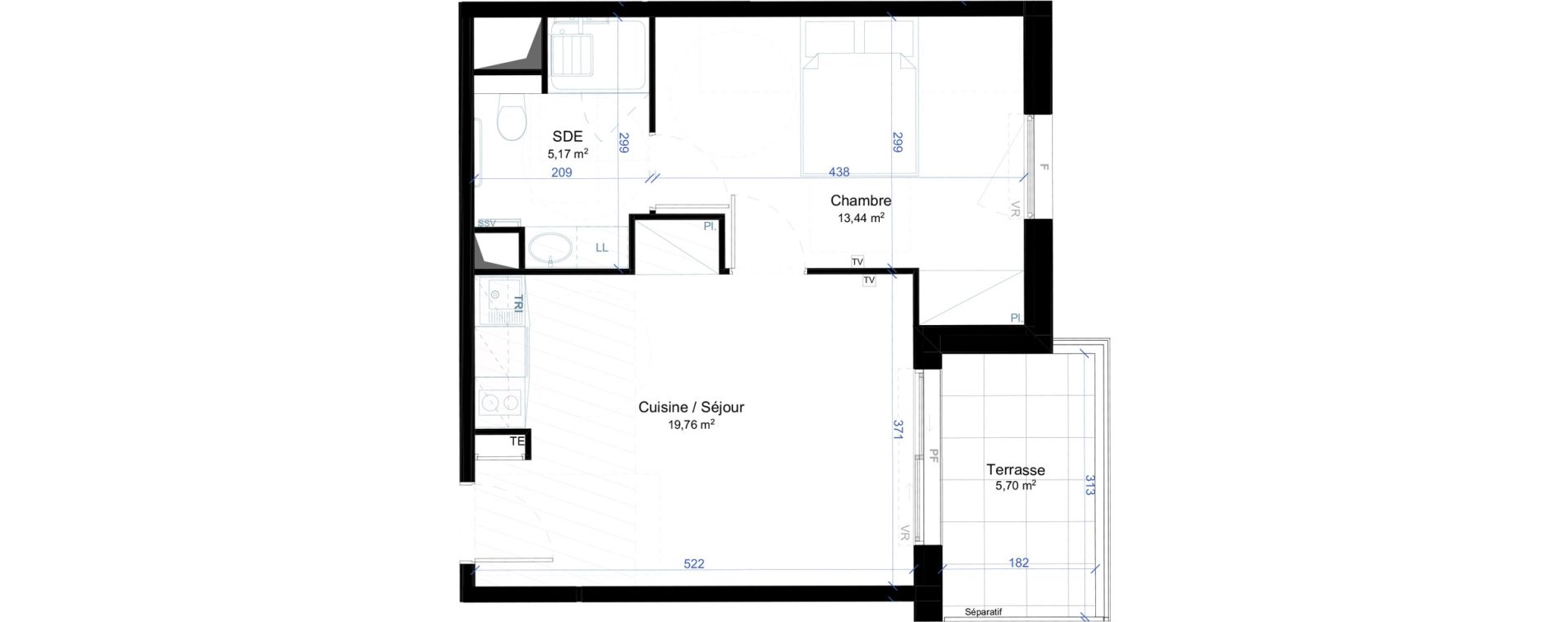 Appartement T2 meubl&eacute; de 38,37 m2 &agrave; Narbonne Anatole france - gare