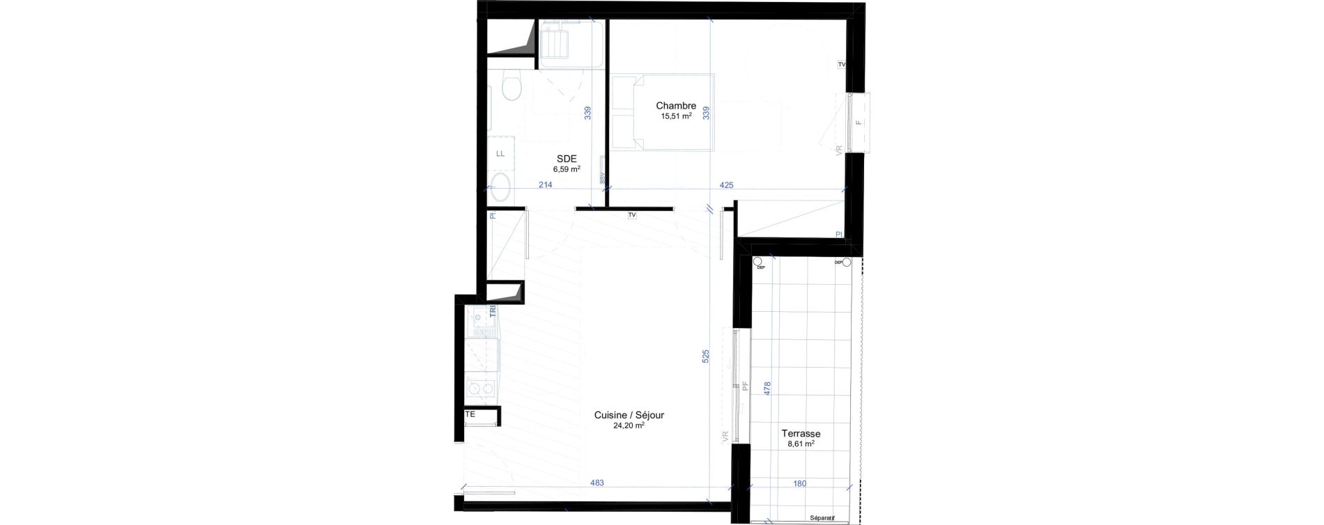 Appartement T2 meubl&eacute; de 46,30 m2 &agrave; Narbonne Anatole france - gare