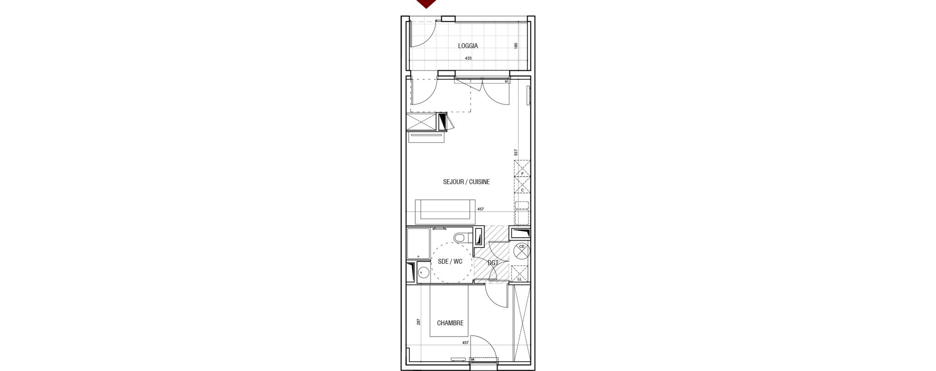 Appartement T2 de 45,36 m2 &agrave; Aigues-Mortes Centre