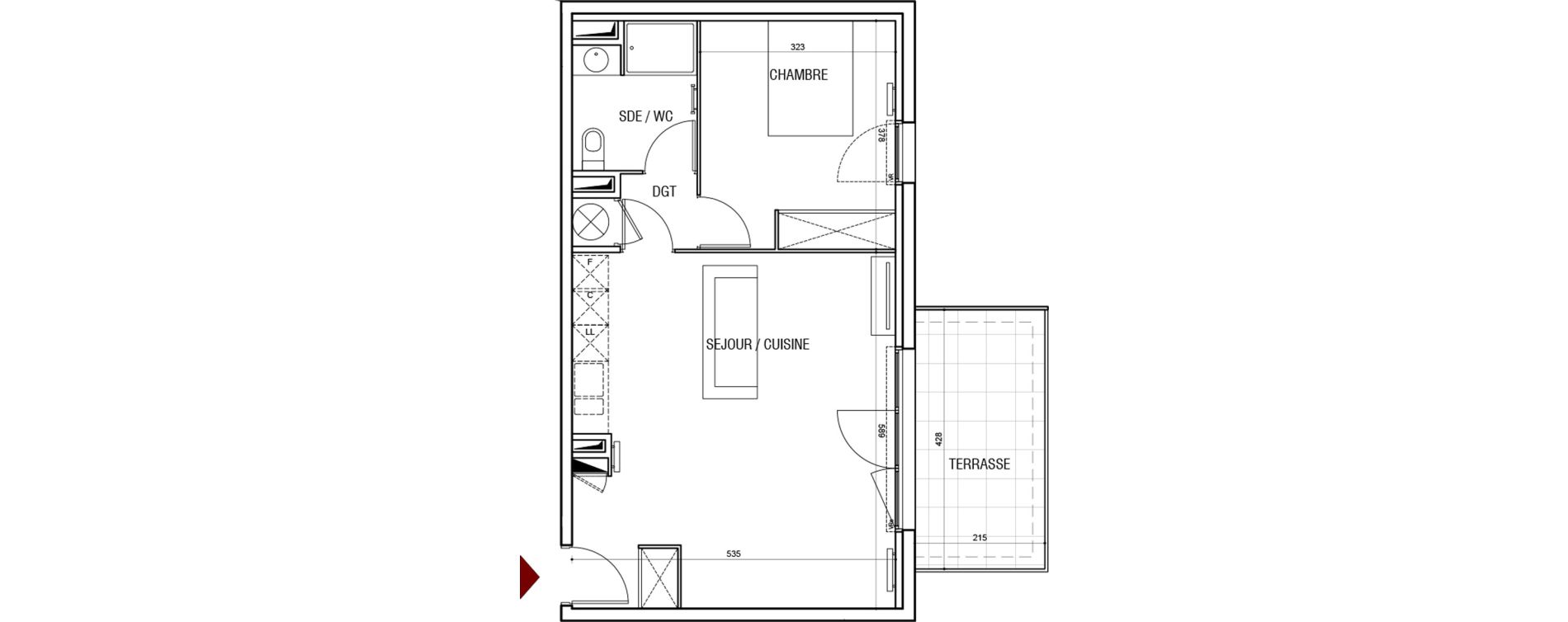 Appartement T2 de 50,17 m2 &agrave; Aigues-Mortes Centre