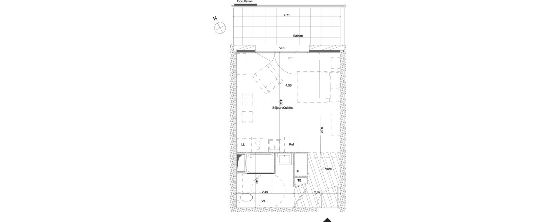 Appartement T1 de 30,22 m2 &agrave; Al&egrave;s Bru&egrave;ges