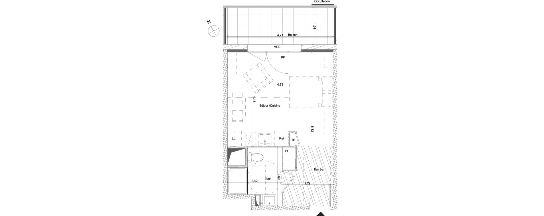 Appartement T1 de 30,01 m2 &agrave; Al&egrave;s Bru&egrave;ges