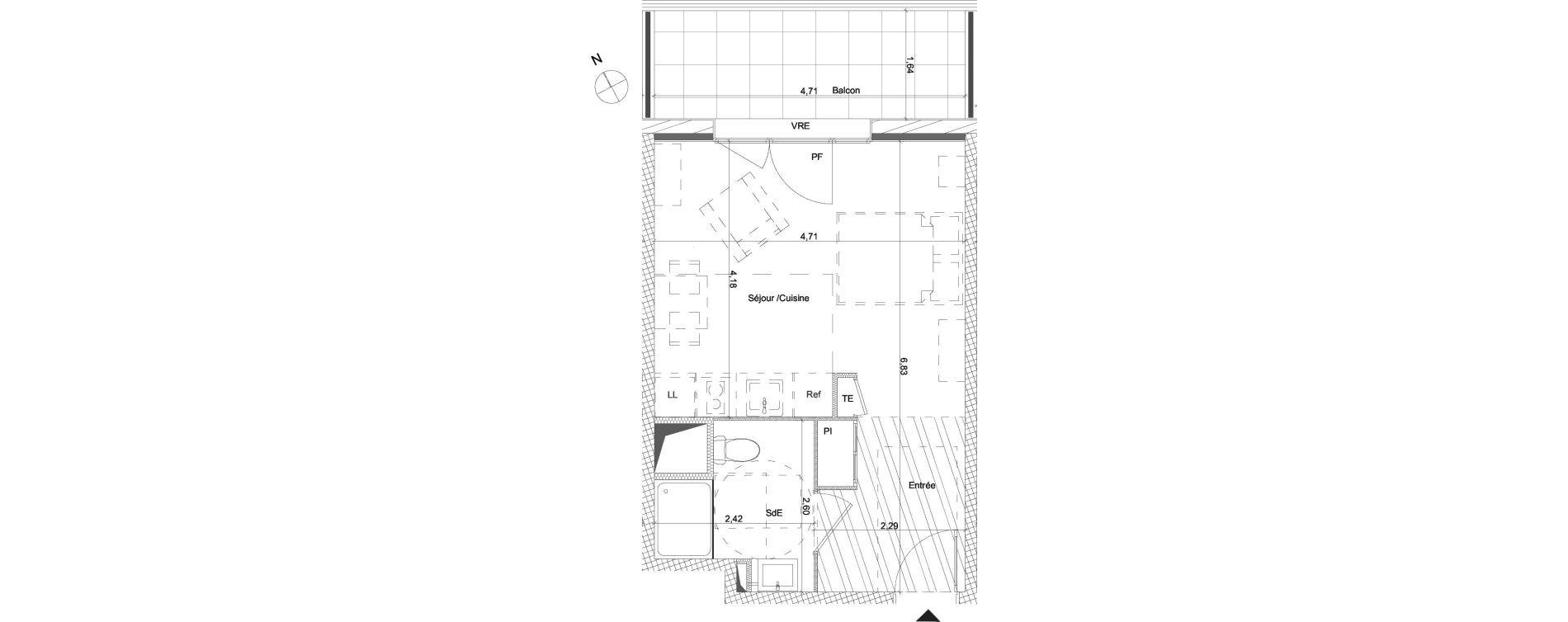 Appartement T1 meubl&eacute; de 30,01 m2 &agrave; Al&egrave;s Bru&egrave;ges