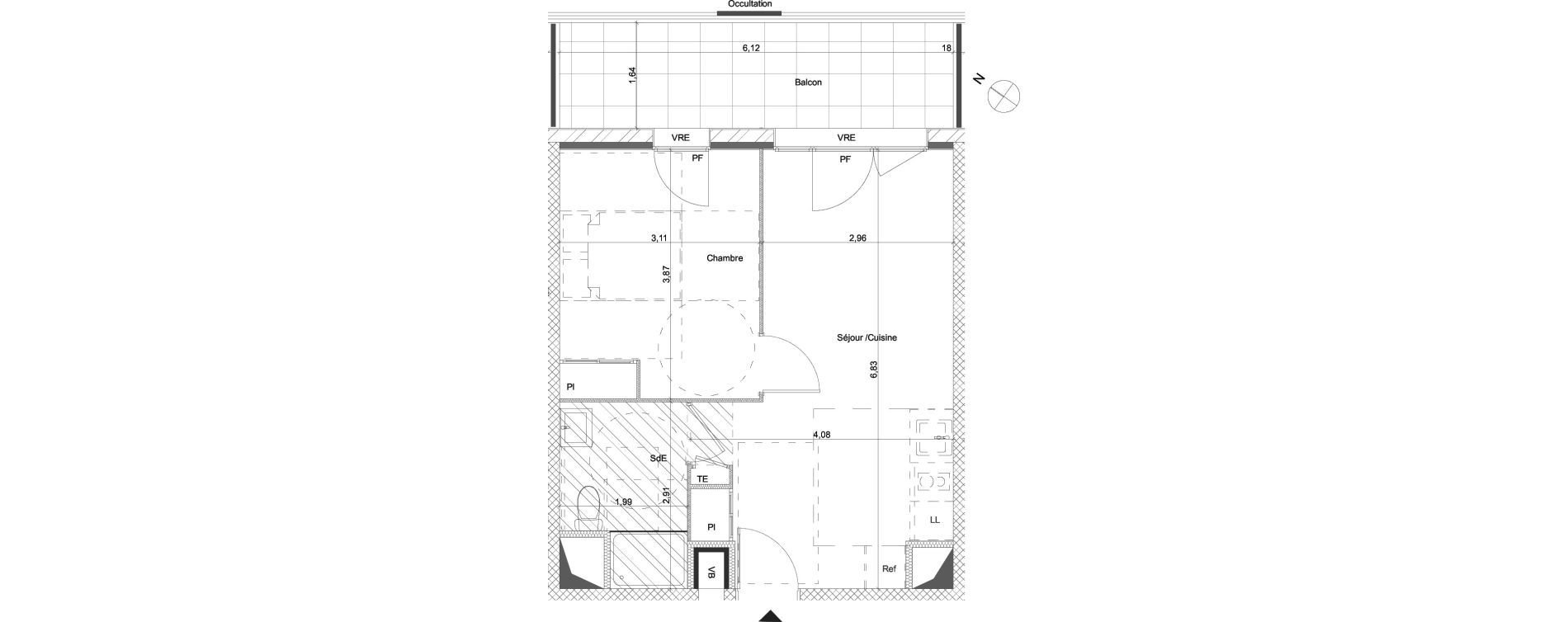 Appartement T2 de 39,16 m2 &agrave; Al&egrave;s Bru&egrave;ges
