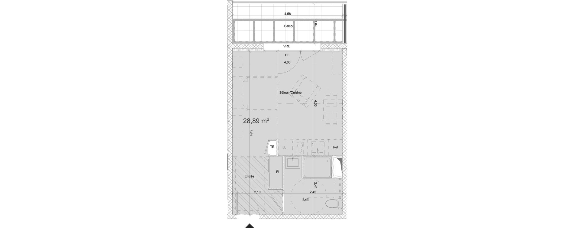 Appartement T1 de 30,23 m2 &agrave; Bagnols-Sur-C&egrave;ze Centre
