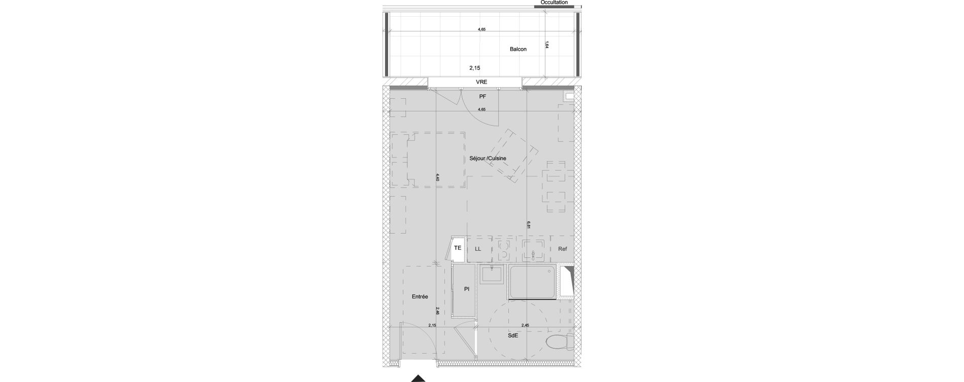 Appartement T1 de 30,48 m2 &agrave; Bagnols-Sur-C&egrave;ze Centre