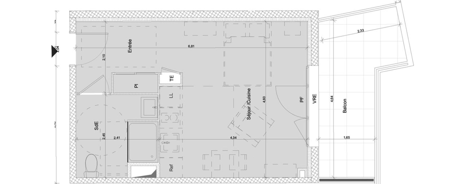 Appartement T1 de 30,14 m2 &agrave; Bagnols-Sur-C&egrave;ze Centre