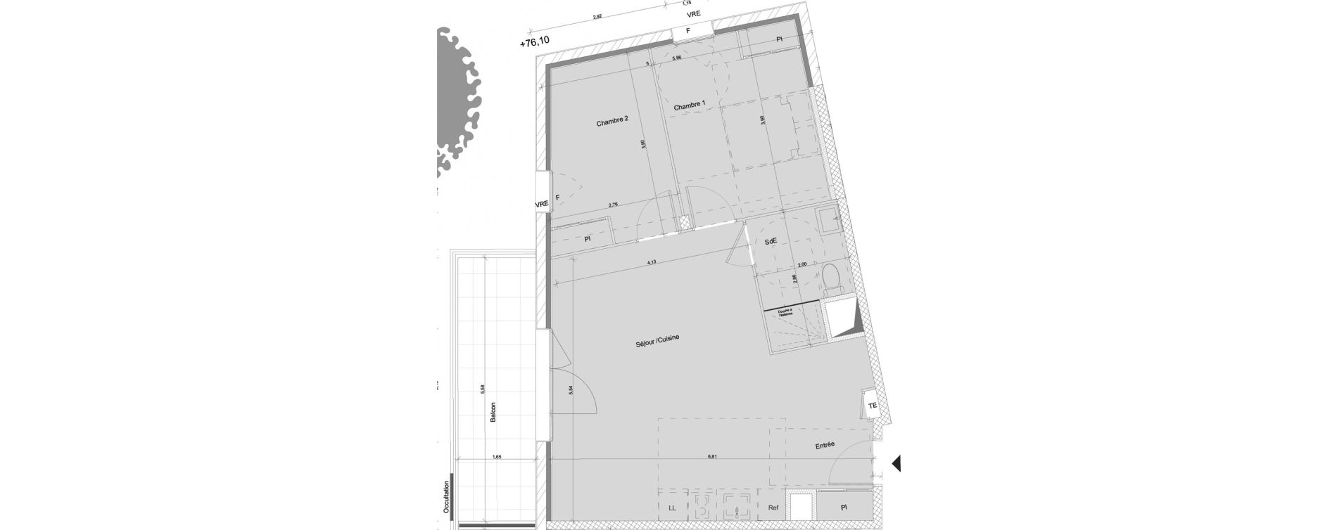 Appartement T3 de 60,93 m2 &agrave; Bagnols-Sur-C&egrave;ze Centre