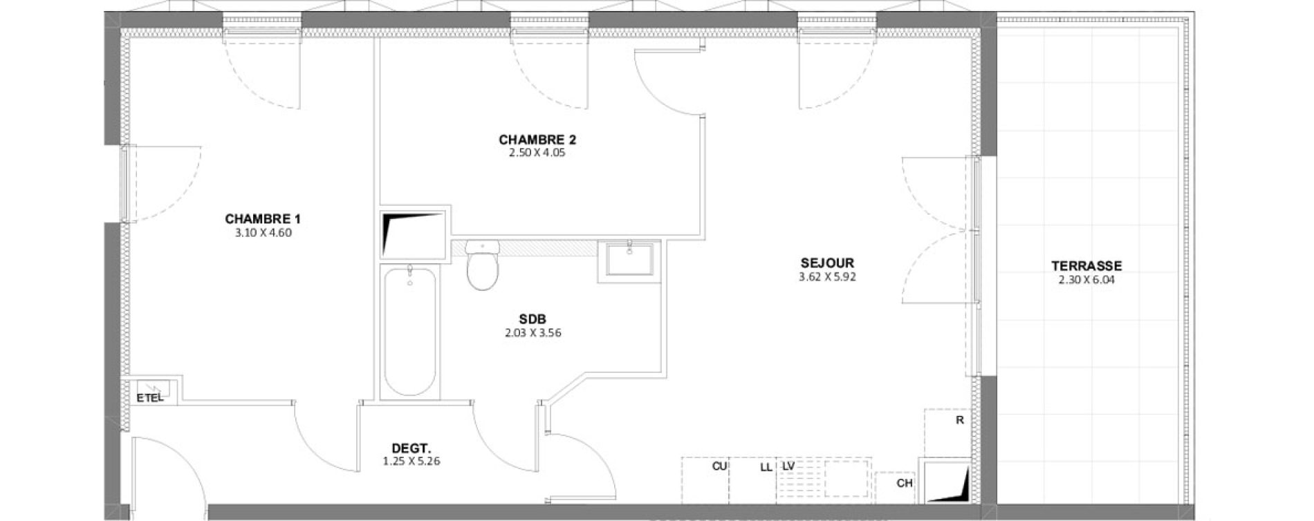 Appartement T3 de 60,52 m2 &agrave; Beaucaire Centre