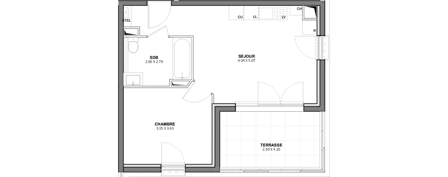 Appartement T2 de 39,38 m2 &agrave; Beaucaire Centre