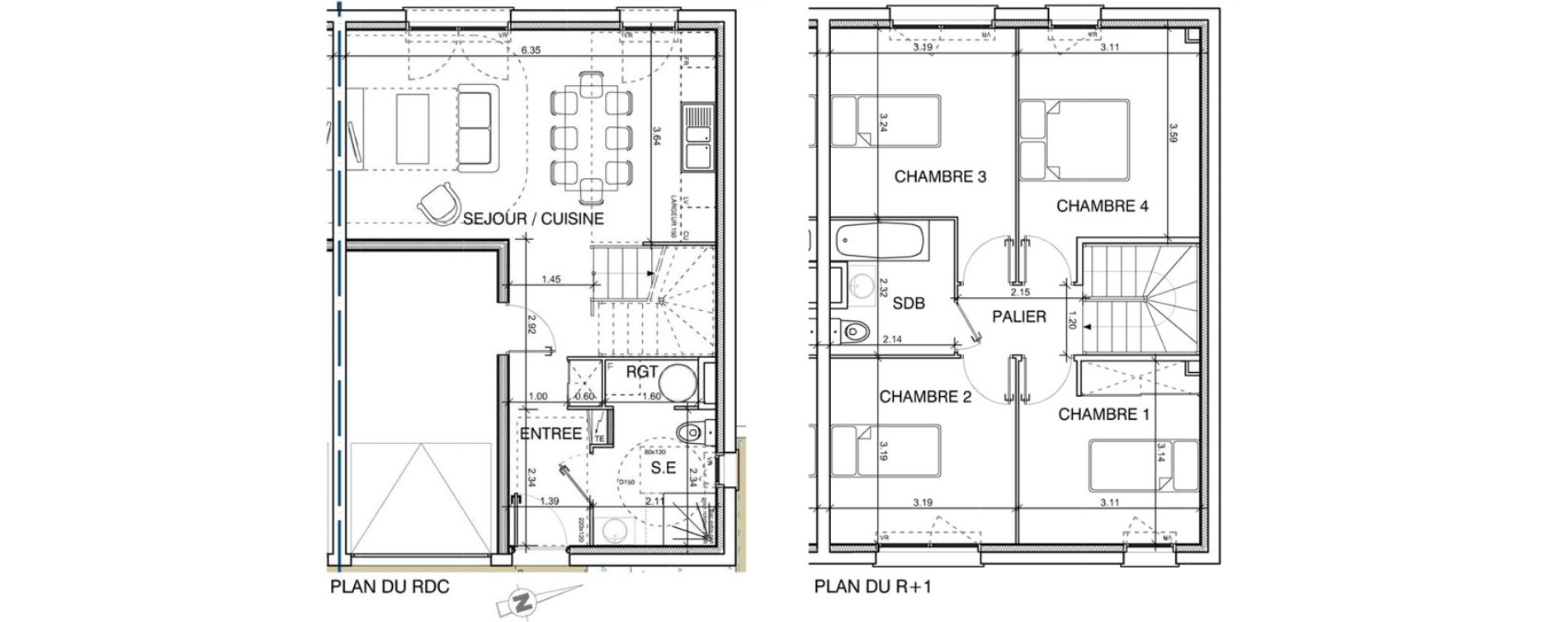 Maison T5 de 88,40 m2 &agrave; Bouillargues Centre