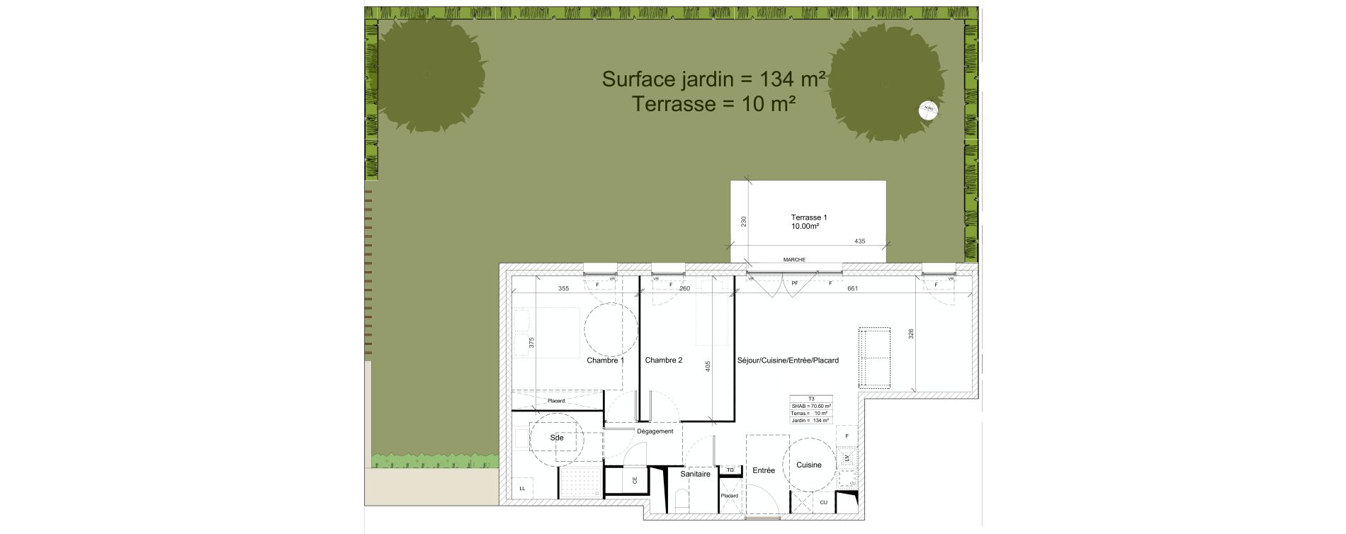 Appartement T3 de 70,60 m2 &agrave; Garons Centre