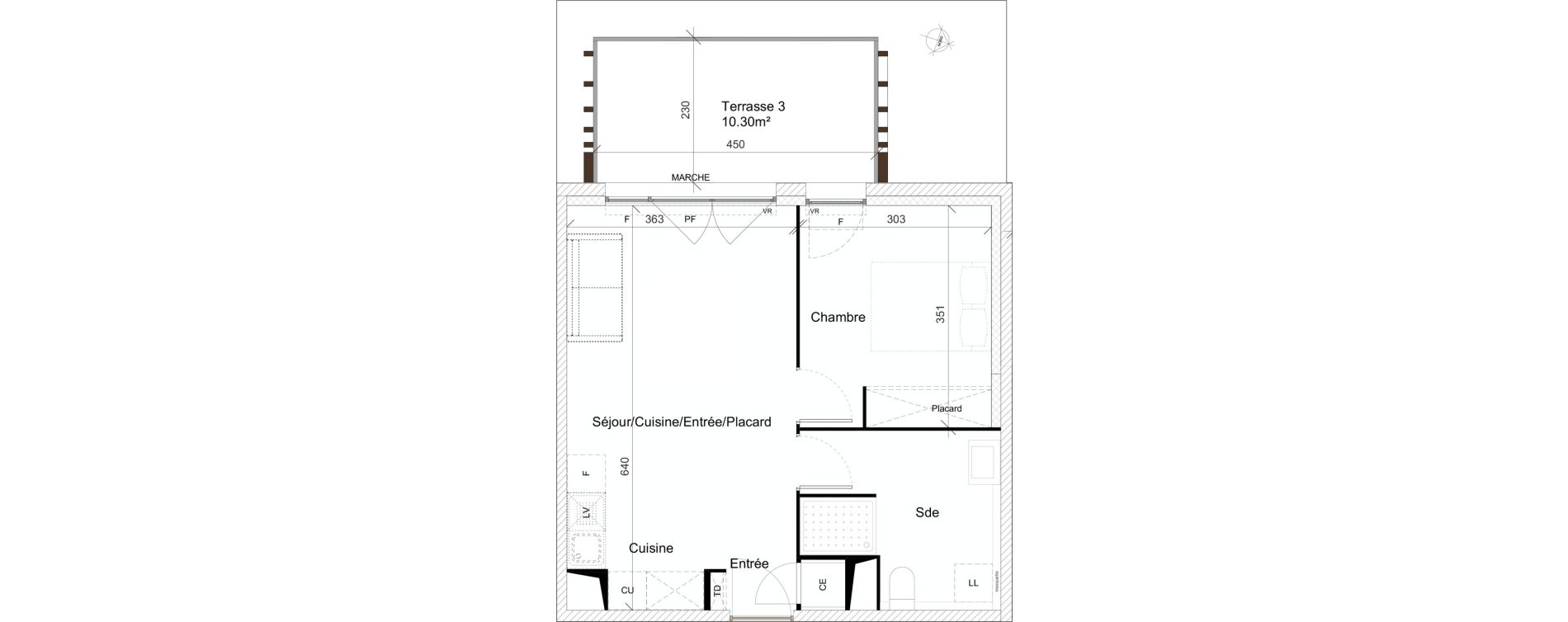 Appartement T2 de 41,80 m2 &agrave; Garons Centre