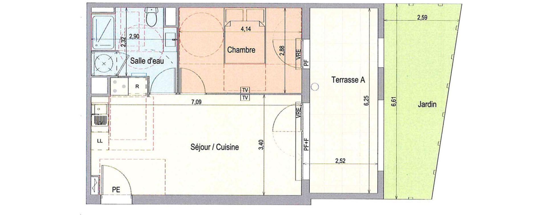 Appartement T2 de 42,66 m2 &agrave; Langlade Centre