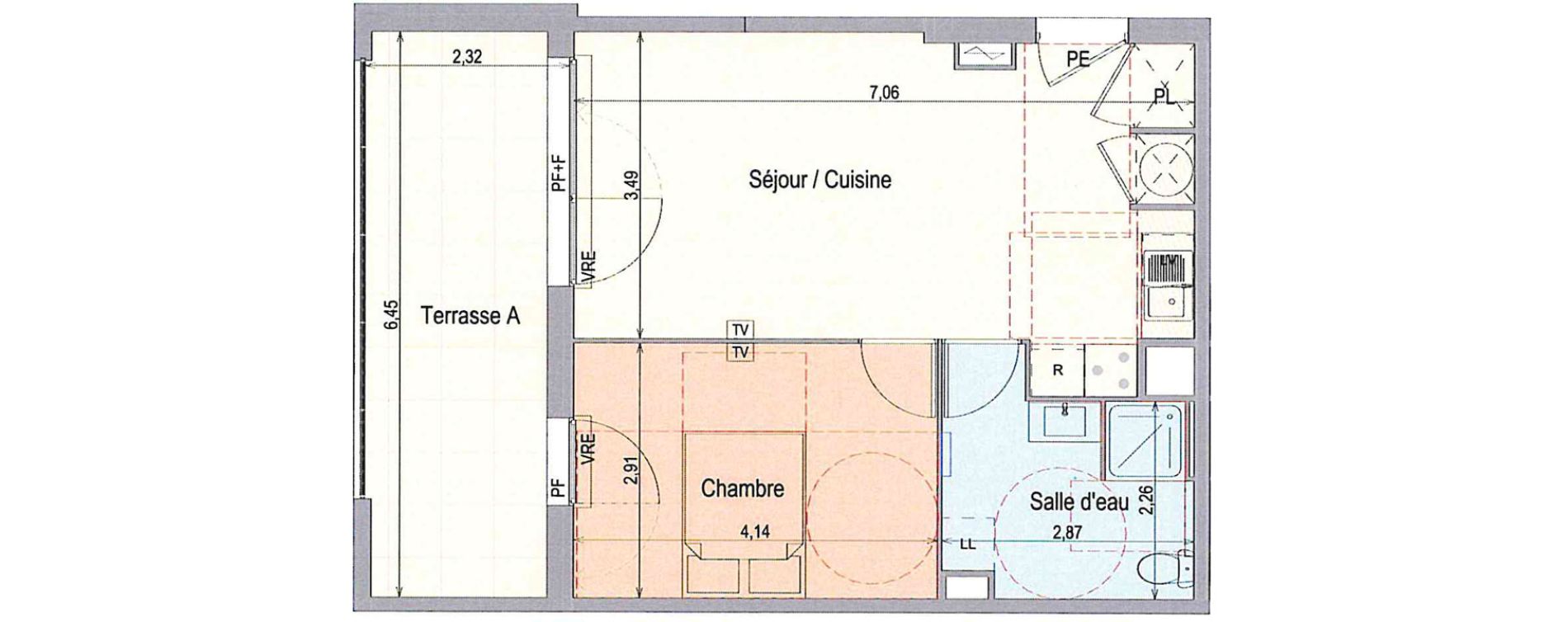 Appartement T2 de 42,72 m2 &agrave; Langlade Centre