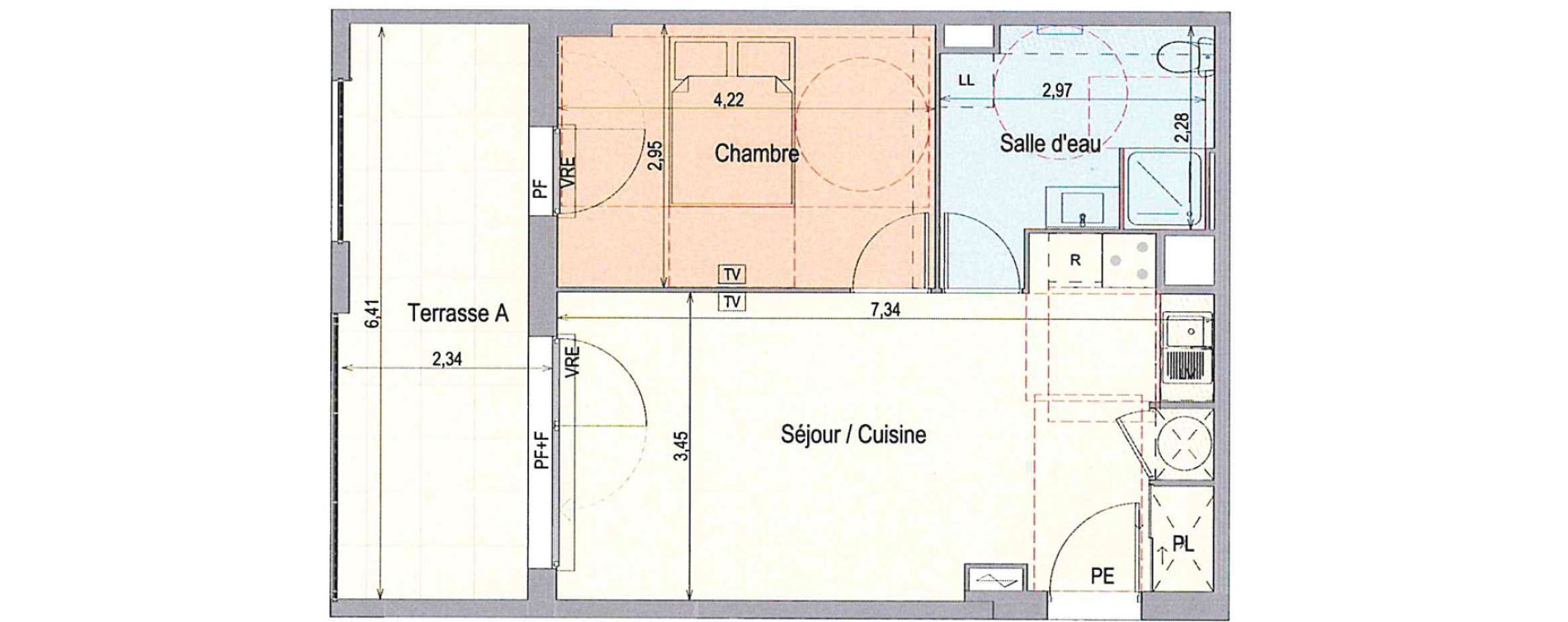 Appartement T2 de 44,59 m2 &agrave; Langlade Centre