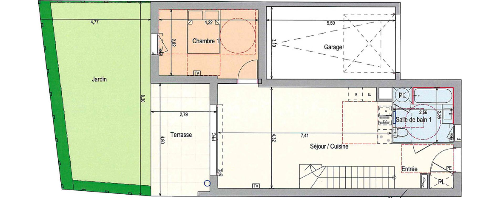 Duplex T4 de 89,41 m2 &agrave; Langlade Centre