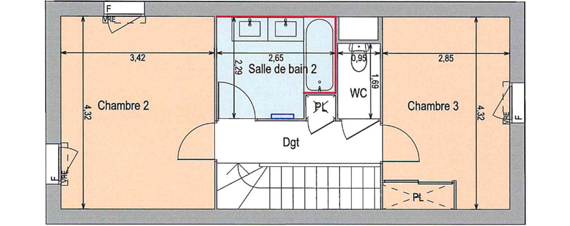Duplex T4 de 89,41 m2 &agrave; Langlade Centre