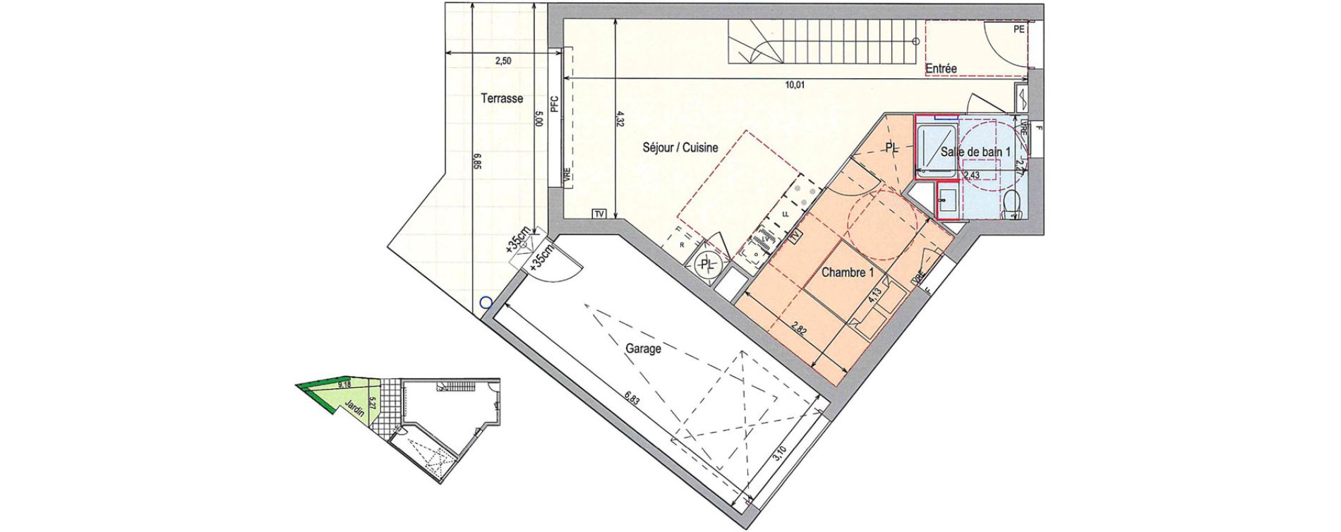 Duplex T4 de 89,90 m2 &agrave; Langlade Centre