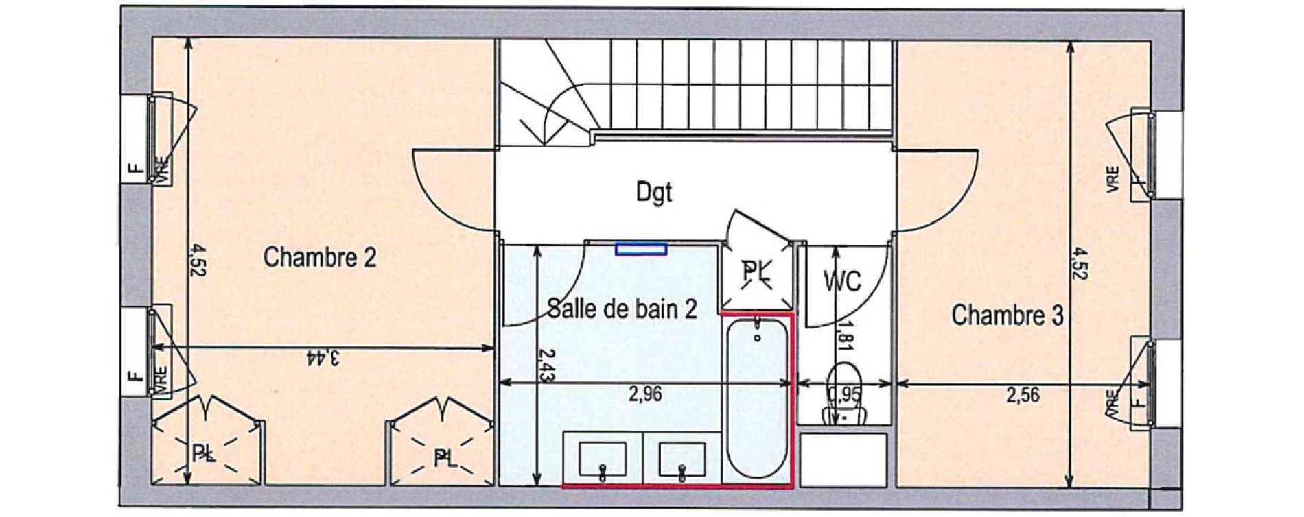 Duplex T4 de 91,96 m2 &agrave; Langlade Centre