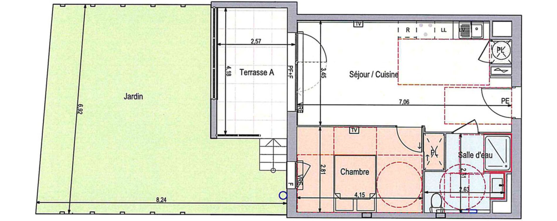 Appartement T2 de 43,06 m2 &agrave; Langlade Centre