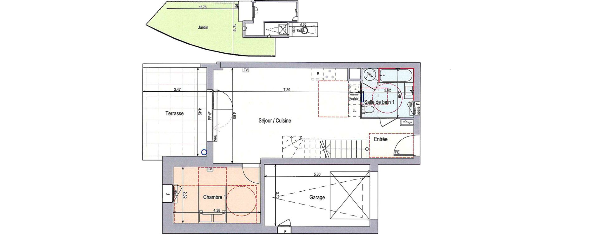 Duplex T4 de 93,39 m2 &agrave; Langlade Centre