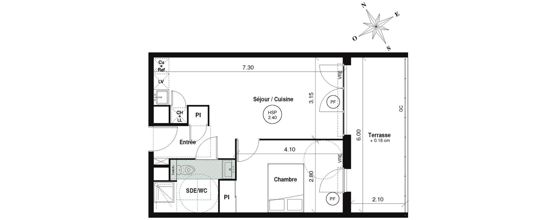 Appartement T2 de 41,95 m2 au Grau-Du-Roi Centre