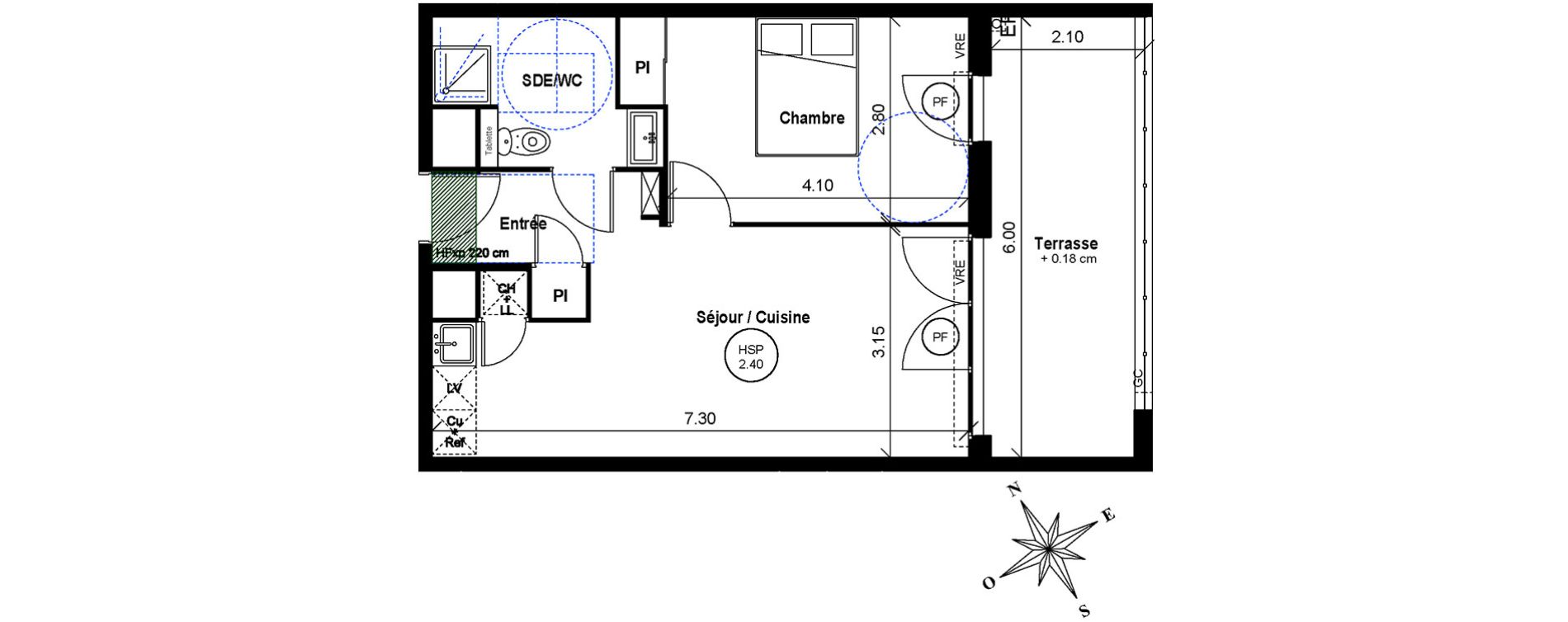 Appartement T2 de 42,00 m2 au Grau-Du-Roi Centre