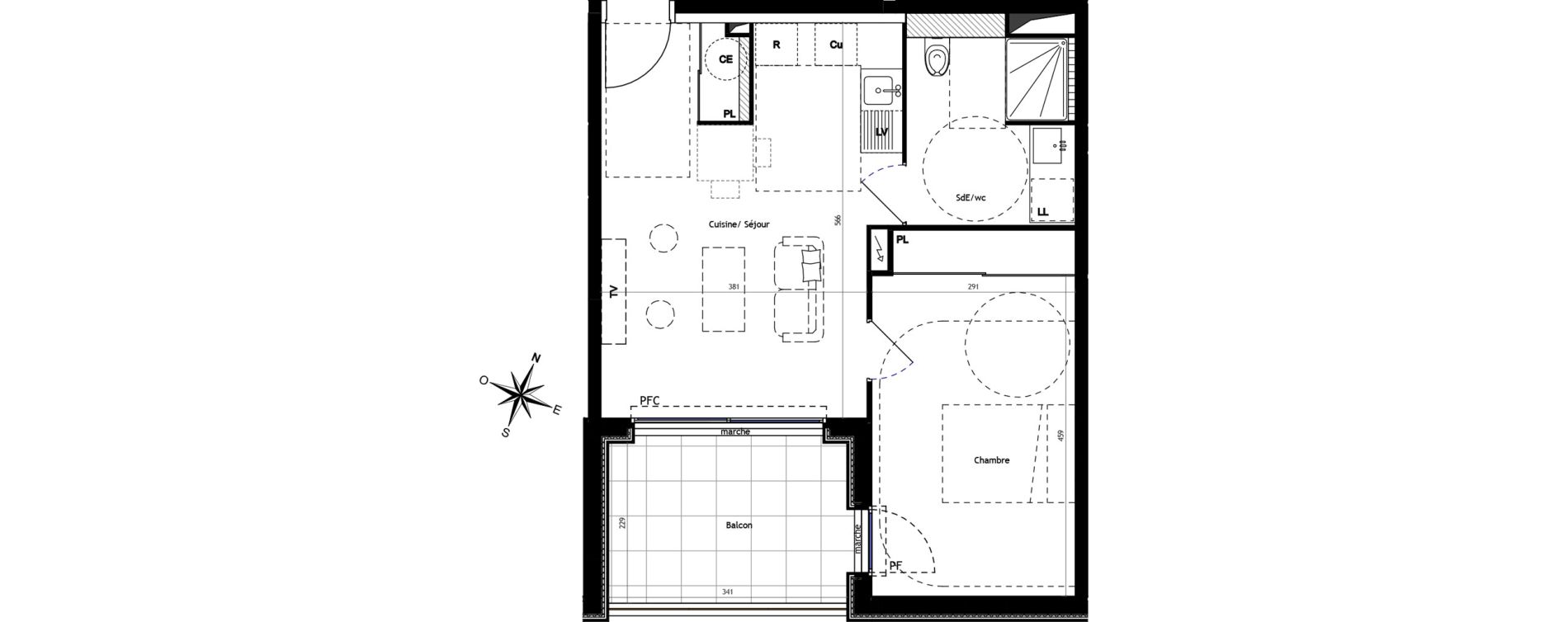 Appartement T2 de 45,00 m2 au Grau-Du-Roi Centre