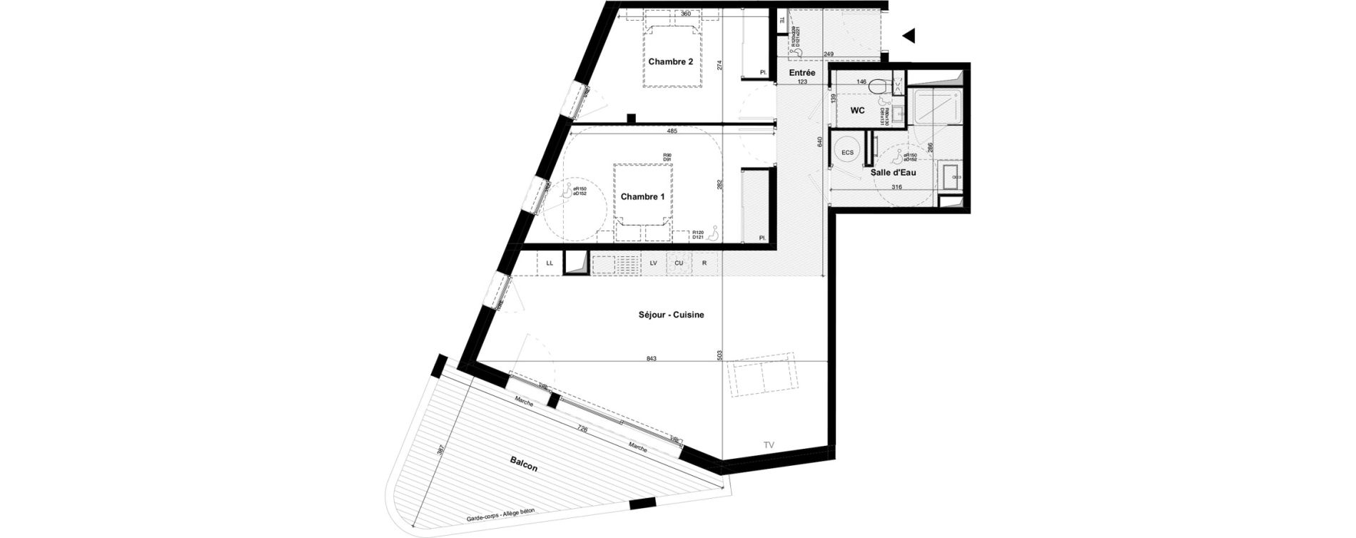 Appartement T3 de 77,10 m2 au Grau-Du-Roi Centre